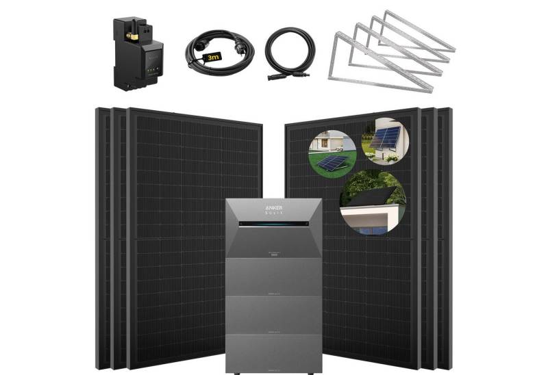 SolarMars Solaranlage 3000W Balkonkraftwerk mit Speicher Anker Solix Solarbank 3 E2700 Pro, (mit optionaler BP2700 Erweiterungsakku), mit intelligenter KI zur dynamischen Überwachung des Stromverbrauchs von SolarMars