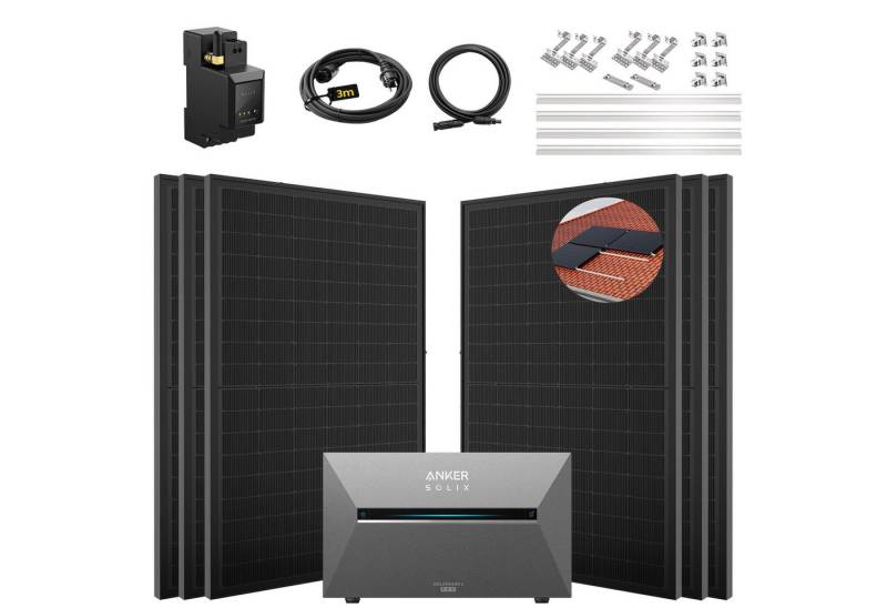SolarMars Solaranlage 3000W Balkonkraftwerk mit Speicher Anker Solix Solarbank 3 E2700 Pro, (mit optionaler BP2700 Erweiterungsakku), mit intelligenter KI zur dynamischen Überwachung des Stromverbrauchs von SolarMars