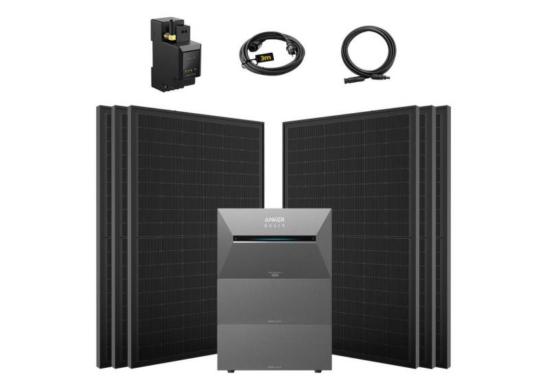 SolarMars Solaranlage 3000W Balkonkraftwerk mit Speicher Anker Solix Solarbank 3 E2700 Pro, (mit optionaler BP2700 Erweiterungsakku), mit intelligenter KI zur dynamischen Überwachung des Stromverbrauchs von SolarMars