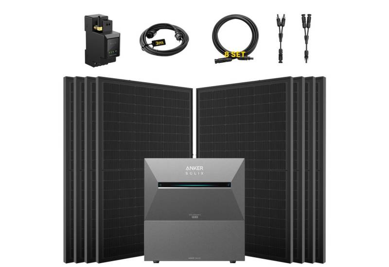 E.For.U Solaranlage 4000W Balkonkraftwerk mit Speicher Anker Solix Solarbank 3 E2700 Pro, (mit optionaler BP2700 Erweiterungsakku), mit intelligenter KI zur dynamischen Überwachung des Stromverbrauchs von E.For.U