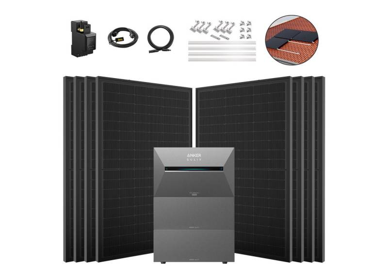 SolarMars Solaranlage 4000W Balkonkraftwerk mit Speicher Anker Solix Solarbank 3 E2700 Pro, (mit optionaler BP2700 Erweiterungsakku), mit intelligenter KI zur dynamischen Überwachung des Stromverbrauchs von SolarMars