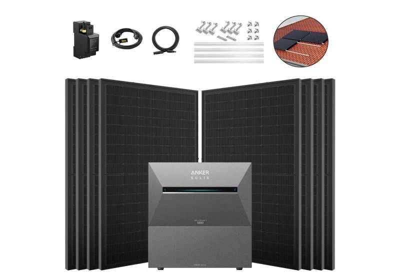 SolarMars Solaranlage 4000W Balkonkraftwerk mit Speicher Anker Solix Solarbank 3 E2700 Pro, (mit optionaler BP2700 Erweiterungsakku), mit intelligenter KI zur dynamischen Überwachung des Stromverbrauchs von SolarMars