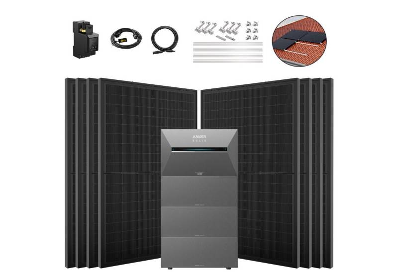 SolarMars Solaranlage 4000W Balkonkraftwerk mit Speicher Anker Solix Solarbank 3 E2700 Pro, (mit optionaler BP2700 Erweiterungsakku), mit intelligenter KI zur dynamischen Überwachung des Stromverbrauchs von SolarMars