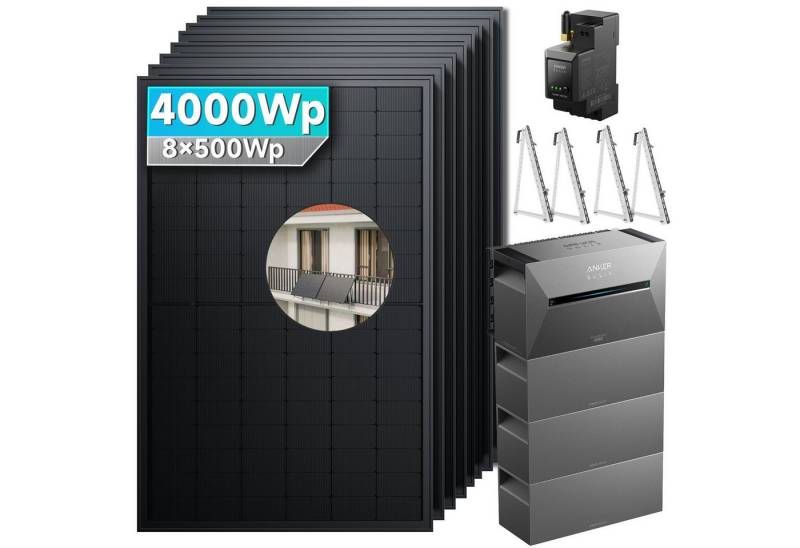 SolarMars Solaranlage 4000W Balkonkraftwerk mit Speicher Anker Solix Solarbank 3 E2700 Pro, (mit optionaler BP2700 Erweiterungsakku), mit intelligenter KI zur dynamischen Überwachung des Stromverbrauchs von SolarMars