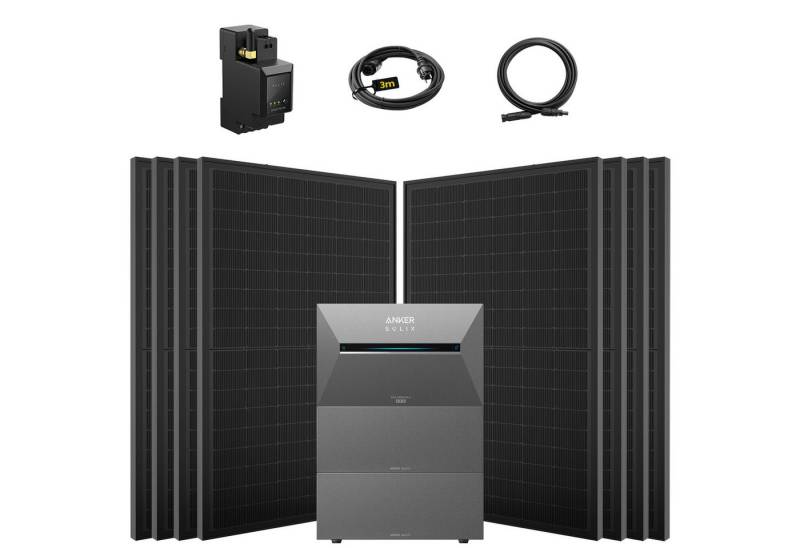 SolarMars Solaranlage 4000W Balkonkraftwerk mit Speicher Anker Solix Solarbank 3 E2700 Pro, (mit optionaler BP2700 Erweiterungsakku), mit intelligenter KI zur dynamischen Überwachung des Stromverbrauchs von SolarMars