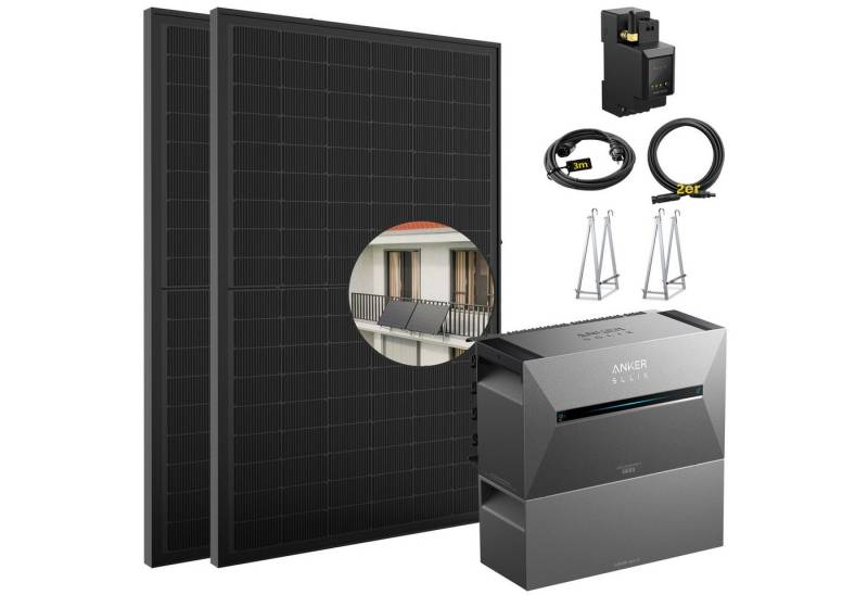 E.For.U Solaranlage 890W Balkonkraftwerk mit Speicher Anker Solix Solarbank 3 E2700 Pro, (mit optionaler BP2700 Erweiterungsakku), mit intelligenter KI zur dynamischen Überwachung des Stromverbrauchs von E.For.U