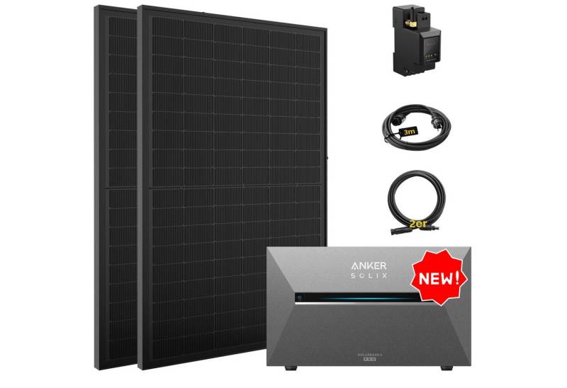 E.For.U Solaranlage 900W Balkonkraftwerk mit Speicher Anker Solix Solarbank 3 E2700 Pro, (mit optionaler BP2700 Erweiterungsakku), mit intelligenter KI zur dynamischen Überwachung des Stromverbrauchs von E.For.U