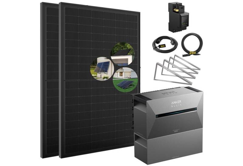 SolarMars Solaranlage 900W Balkonkraftwerk mit Speicher Anker Solix Solarbank 3 E2700 Pro, (mit optionaler BP2700 Erweiterungsakku), mit intelligenter KI zur dynamischen Überwachung des Stromverbrauchs von SolarMars