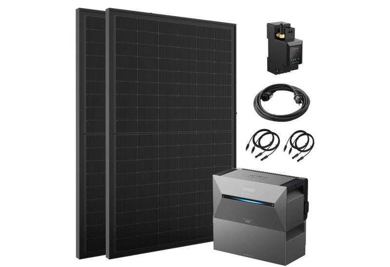 E.For.U Solaranlage Balkonkraftwerk mit Speicher SOLIX Solarbank 2 E1600 AC, 900 W, (All in One Stromspeicher 1,6kWh mit integriertem Wechselrichter, Komplettset mit 1,6kWh Akku BP1600), 2x450W Solarpanel & Smarten Zähler von E.For.U
