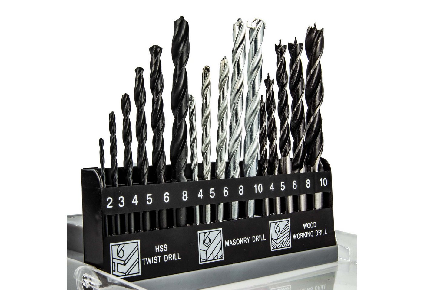 E.H.G Lucas Bohrersatz Kombi-Bohrer-Satz, 6xMetall, je 5x Stein, 5x Holz, 6x Metall, in Box von E.H.G Lucas