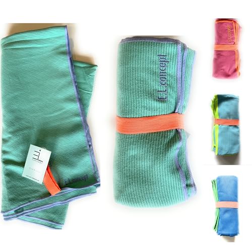 E.L.concept Geripptes 160x80 Sporthandtuch | Sauna | Strand | Kinder - Mikrofaser strukturiert kompakt weich schnelltrocknend Handtuch Badetuch neon von E.L.concept