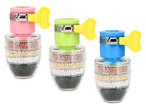 EACHPT 3pcs Mini Wasserhahn Wasserfilter Aktivkohle Wasserhahn Wasserreiniger Aktivkohle-runder Hahn Wasser Filter Spritzfest Leitungswasserfilter für Küche Home Badezimmer 6-Schicht-Filtration von EACHPT