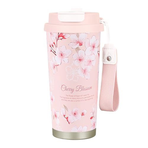 EACHPT Kaffeebecher to go Thermo,Thermobecher 500ml Doppelwand Isoliert Edelstahl Kaffeebecher to go,Kaffeetasse mit Auslaufsicherem Deckel,Kaffeebecher mit Faltstroh,für heiße kalte Getränke von EACHPT