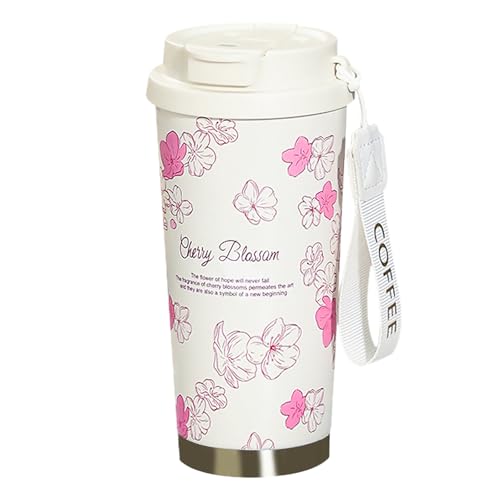 EACHPT Kaffeebecher to go Thermo,Thermobecher 500ml Doppelwand Isoliert Edelstahl Kaffeebecher to go,Kaffeetasse mit Auslaufsicherem Deckel,Kaffeebecher mit Faltstroh,für heiße kalte Getränke von EACHPT