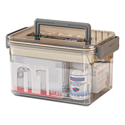 EACHPT Medizinbox Medikamenten Aufbewahrung,2 Schichten Medikamentenkoffer Sichtbarer Transparenter Kunststoff Apothekenbox mit Griffe,Erste Hilfe Kasten,Medikamentenbox Aufbewahrung zu Hause von EACHPT