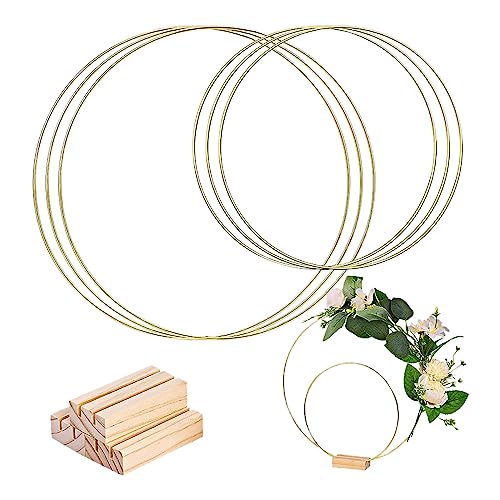 EACHPT Metallringe zum Basteln,3-teiliges Set Metallring mit Fuß, Dekoring mit Fuß 20CM+30CM Holzständer Kranz Metallring für DIY Traumfänger, Hochzeitsdekorationen und Weihnachtsbasteleien von EACHPT