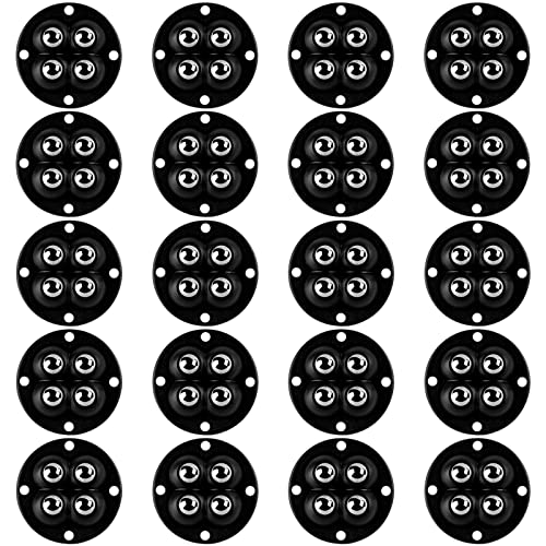 EACHPT Möbelrollen klein, Kugelrollen, Möbelrollen flach, Kugelrollen für möbel, ABS-Material, selbstklebendes Mini-Universalrad, für Mülleimer, Aufbewahrungsboxen, Kleinmöbel (Schwarz, 20 Stück) von EACHPT
