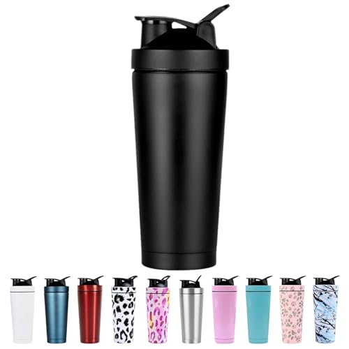 EACHPT Protein Shaker Edelstahl |Protein Shaker mit Edelstahl Stahlkugel | BPA-frei und Auslaufsicher | Doppelwandig|Vakuum Isoliert|Shaker Proteinshake für Fitness Yoga von EACHPT