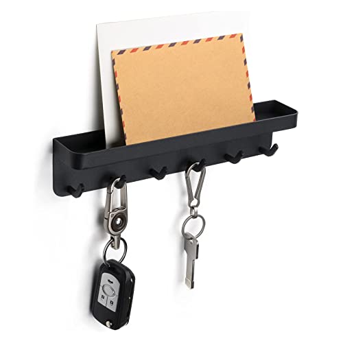 EACHPT Schlüsselboard,Schlüsselkasten Modern,Schlüsselhalter mit 6 Haken Schlüsselbrett Schwarz Schlüsselregal Schlüssel Organizer Selbstklebend als Schlüsselboard von EACHPT