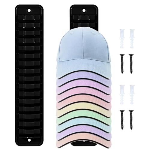 EACHPT Selbstklebende Huthalter,Cap Halterung Wand,Minimalistischer Selbstklebende Kappenhalter,Selbstklebender Kappenhalter für die Wand, Platz für bis zu 16 Hüte Hutaufhänger für Türschrank von EACHPT