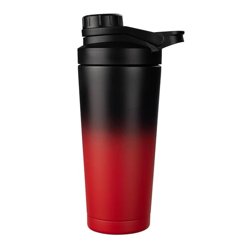 EACHPT Shaker Proteinshake|750ML|Schwarz Rot|Eiweiß Shaker mit Sieb Shaker|Edelstahl Protein Shaker Doppelwandig Vakuum Isoliert|BPA Frei &Auslaufsicher|Thermoflasche| für eiweiß-Sportgetränke von EACHPT