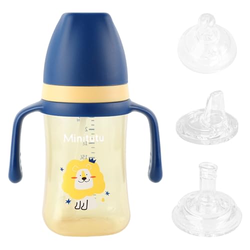 EACHPT Trinklernbecher ab 6 Monate 3-in-1 Auslaufsicher BPA-Frei 240ml Baby Trinklernbecher mit 3 Silikontüllen (Schnabel/Ente/Strohhalm), Griffen & Schwerkraftball – Leicht zu Reinigen von EACHPT