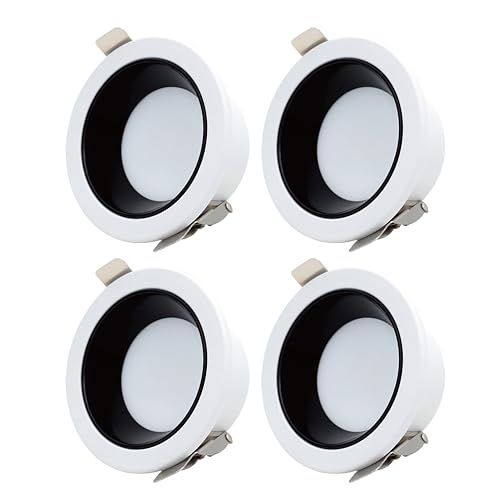 EACLL 4 Set LED Einbaustrahler Flach 230V, Verhindert Blendung Downlight, Neutralweiss 7W Deckenstrahler, 4000K Nicht Dimmbar Spots, Einbauleuchten für Büro Küche Wohn Schlaf und Kinderzimmer von EACLL