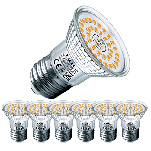 EACLL E27 LED Warmweiss 6.5W Ersetzt 100W Halogen Glühlampe, 6er-Pack. 770 Lumen 3000K Leuchtmittel, AC 230V Flimmerfrei Energiesparlampe, Lichtwinkel 120° Strahler Nicht Dimmbar Kürzer Reflektorlampe von EACLL