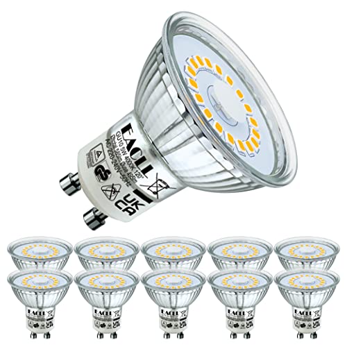 EACLL GU10 LED 4000K 5 Watt Ersetzt 65W Halogen Leuchtmittel, 10er-Pack, Neutralweiss 495 Lumen Birnen, AC 230V Flimmerfrei Strahler, Abstrahlwinkel 120 Grad Spot, Nicht Dimmbar Reflektorlampen von EACLL