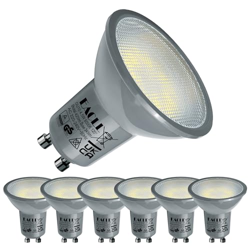 EACLL GU10 LED Kaltweiss 4.5W Ersetzt 50W Halogen Leuchtmittel, 6er-Pack. 425 Lumen 6000K Birnen, AC 230V Flimmerfrei Strahler, Abstrahlwinkel 120° Spot, Nicht Dimmbar Reflektorlampen von EACLL