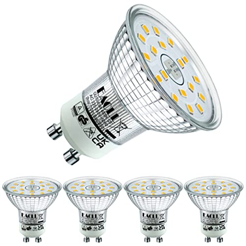 EACLL GU10 LED 4000K 4.9W Ersetzt 75W Halogen Leuchtmittel, 4er-Pack. Neutralweiss 585 Lumen Birnen, AC 230V Flimmerfrei Strahler, Abstrahlwinkel 120 Grad Spot, Nicht Dimmbar Reflektorlampen von EACLL