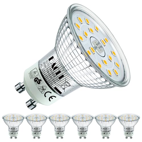 EACLL GU10 LED Neutralweiss 5W Ersetzt 65W Halogen Leuchtmittel, 6er-Pack. 495 Lumen 4000K Birnen, AC 230V Flimmerfrei Strahler, Abstrahlwinkel 120° Spot, Nicht Dimmbar Reflektorlampen von EACLL