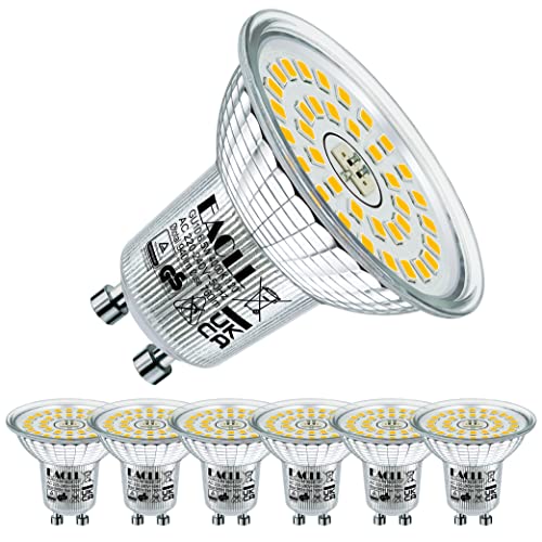 EACLL GU10 LED 4000K 6.5W Ersetzt 100W Halogen Leuchtmittel, 6er-Pack. Neutralweiss 760 Lumen Birnen, AC 230V Flimmerfrei Strahler, Abstrahlwinkel 120° Spot, Nicht Dimmbar Kürzer Reflektorlampen von EACLL