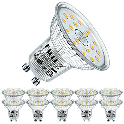 EACLL GU10 LED Neutralweiss 6.5W Ersetzt 95W Halogen Leuchtmittel, 10er-Pack. 715 Lumen 4000K Birnen, AC 230V Flimmerfrei Strahler, Abstrahlwinkel 120 ° Spot, Nicht Dimmbar Reflektorlampen von EACLL