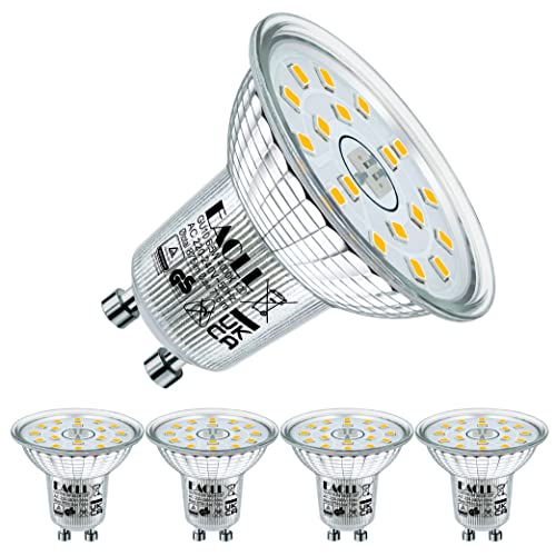 EACLL GU10 LED Neutralweiss 6.5W Ersetzt 95W Halogen Leuchtmittel, 4er-Pack. 715 Lumen Birnen, AC 230V Flimmerfrei Strahler, 4000K Abstrahlwinkel 120 ° Spot, Nicht Dimmbar Kürzer Reflektorlampe von EACLL