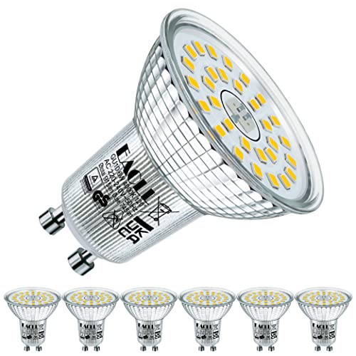 EACLL GU10 LED 4000K 6 Watt Ersetzt 100W Halogen Leuchtmittel, 6er-Pack, 745 Lumen Neutralweiss Birnen, AC 230V Flimmerfrei Strahler, Abstrahlwinkel 120 Grad Spot, Nicht Dimmbar Reflektorlampen von EACLL