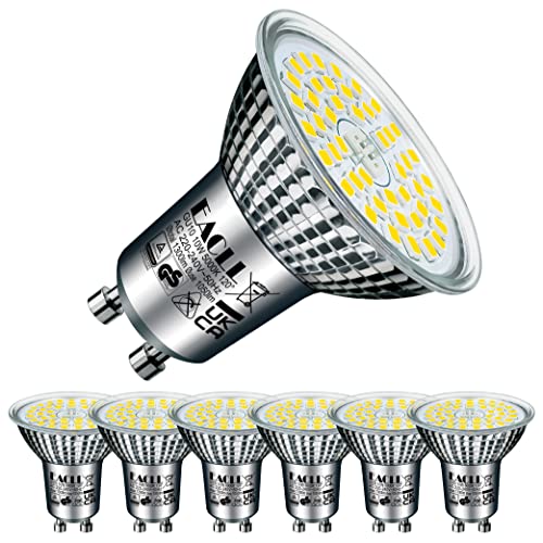 EACLL GU10 LED Tageslichtweiß 10W Ersetzt 140W Halogen Leuchtmittel, 6er-Pack. 1050 Lumen 5000K Birnen, AC 230V Flimmerfrei Strahler, Abstrahlwinkel 120 Grad Spot, Nicht Dimmbar Reflektorlampen von EACLL