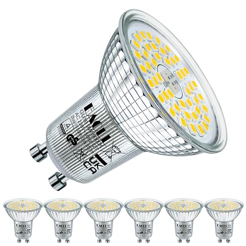 EACLL GU10 LED Tageslichtweiß 9W Ersetzt 125W Halogen Leuchtmittel, 6er Pack. 950 Lumen 5000K Birnen, AC 230V Flimmerfrei Strahler, Abstrahlwinkel 120° Spot, Nicht Dimmbar Reflektorlampen von EACLL