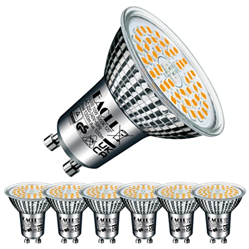 EACLL GU10 LED Warmweiss 10W Ersetzt 140W Halogen Leuchtmittel, 6er-Pack. 1050 Lumen 3000K Birnen, AC 230V Flimmerfrei Strahler, Abstrahlwinkel 120 Grad Spot, Nicht Dimmbar Reflektorlampen von EACLL