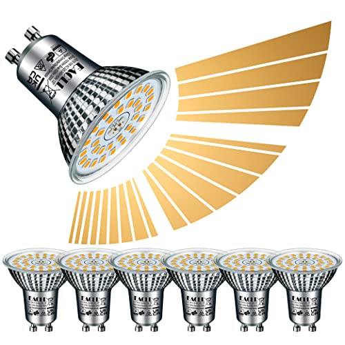 EACLL GU10 LED Warmweiss 10W Stufenlos und 3 Stufen Dimmbar Leuchtmittel, 6 Pack. 1000 Lumen 3000K Flimmerfrei Strahler, 3-in-1 Dimmen über Druckschalter, Glatt Dimmen über Dimmer, 2-in-1 Dimmfunktion von EACLL