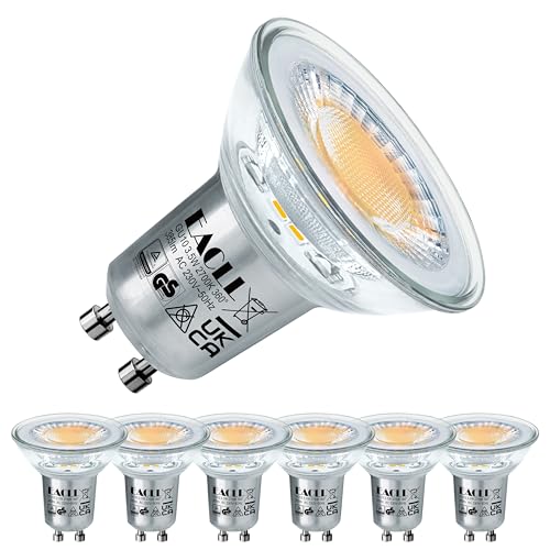 EACLL GU10 LED Warmweiss 3,5W Ersetzt 50W Halogenlampe, 6er-Pack. 385 Lumen 2700K Leuchtmittel, Abstrahlwinkel 360° Energiesparlampe, Nicht Dimmbar Reflektorlampen, AC 230V Flimmerfrei Strahler von EACLL