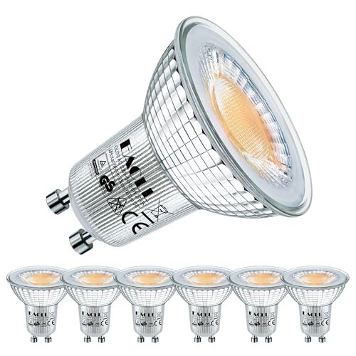 EACLL GU10 LED Warmweiss 6 Watt Ersetzt 75W Halogen Leuchtmittel, 6er-Pack, 660 Lumen 2700 Kelvin Birnen, AC 230V Flimmerfrei Strahler, Abstrahlwinkel 38 Grad Spot, Nicht Dimmbar Reflektor Lampen von EACLL