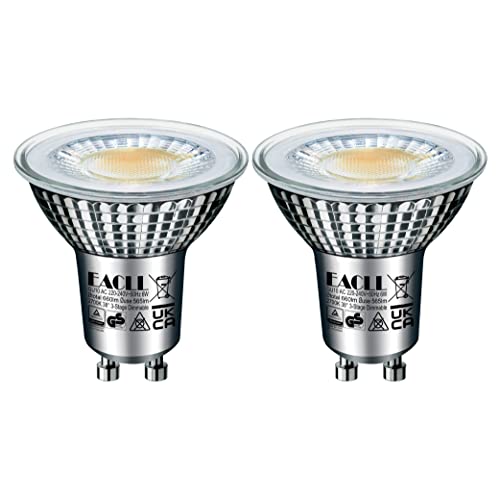 EACLL GU10 LED Warmweiss 6W 3-Stufen Dimmbar über Gewöhnliche Druckschalter, 2er-Pack. 565 Lumen 2700K Ersetzt 75W Halogenlampe, 3 Helligkeit 3-in-1 Spot, Flimmerfrei 38° Strahler, Dimmen ohne Dimmer von EACLL