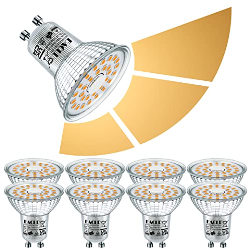 EACLL GU10 LED Warmweiss 6W 3-Stufig Dimmbar über Lichtschalter, 8er-Pack. 570 Lumen 2700K Ersetzt 75W Halogen, 3 Helligkeit 3-in-1 Reflektorlampe 120° Spot, Flimmerfrei Strahler, Dimmen ohne Dimmer von EACLL