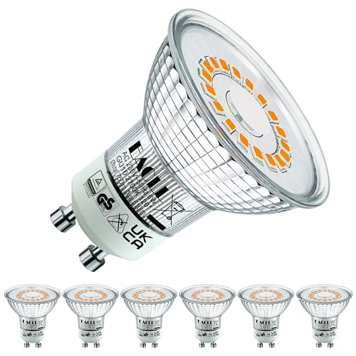 EACLL GU10 LED Warmweiss 6W Ersetzt 80W Halogen Leuchtmittel, 6er-Pack, 610 Lumen 2700 Kelvin Birnen, AC 230V Flimmerfrei Strahler, Abstrahlwinkel 120° Spot, Nicht Dimmbar Reflektorlampen von EACLL