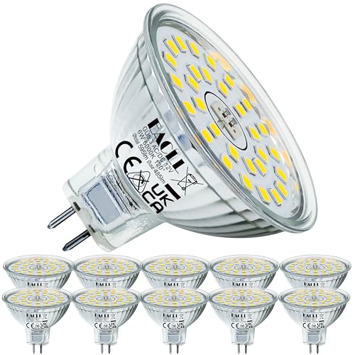 EACLL GU5.3 LED Kaltweiss 6W Ersetzt 50W Halogen MR16 Glühbirne, 10er-Pack, 595 Lumen 6000K Leuchtmittel, AC/DC 12V Flimmerfrei Strahler, Abstrahlwinkel 120 Grad Spot, Nicht Dimmbar Reflektorlampen von EACLL