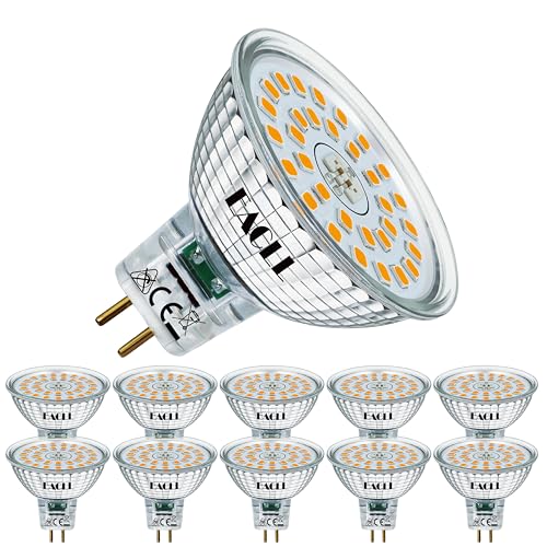 EACLL GU5.3 MR16 LED Birnen 6.5W Ersetzt 50W Halogen Leuchtmittel, Warmweiss 2700K 585lm, Flimmerfrei AC/DC 12V Strahler, Nicht Dimmbar Reflektor Lampen mit 120° Abstrahlwinkel Spot, 10er-Pack von EACLL