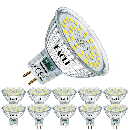 EACLL GU5.3 MR16 LED Birnen 6.5W Ersetzt 60W Halogen Leuchtmittel, Kaltweiss 6400K 700lm, Flimmerfrei AC/DC 12V Strahler, Nicht Dimmbar Reflektor Lampen mit 120° Abstrahlwinkel Spot, 10er-Pack von EACLL
