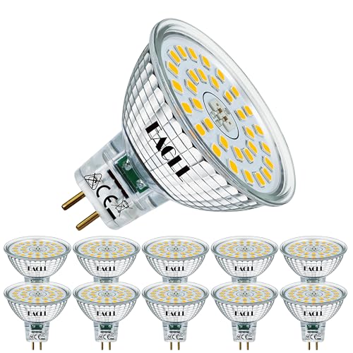 EACLL GU5.3 MR16 LED Birnen 6.5W Ersetzt 60W Halogen Leuchtmittel, Neutralweiß 2700K 700lm, Flimmerfrei AC/DC 12V Strahler, Nicht Dimmbar Reflektor Lampen mit 120° Abstrahlwinkel Spot, 10er-Pack von EACLL