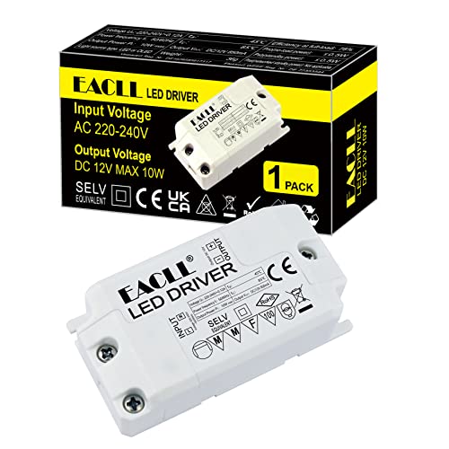 EACLL LED Trafo AC 240V zu DC 12V 850mA 10W Transformator - 1er-Pack für LED Birnen, Lichtstreifen und Lampen Adapter Treiber Mini Netzteil von EACLL